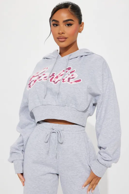 Barbie World Cropped Hoodie - Grey sold by Fashion Nova