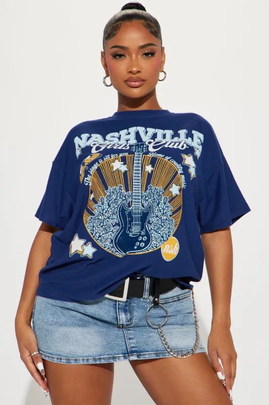 Nashville Girls Club Tee - Blue sold by Fashion Nova
