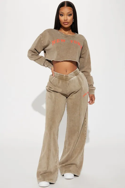 New York Washed Wide Leg Pant - Taupe/combo sold by Fashion Nova