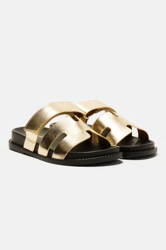 Shyann Casual Slides - Gold sold by Fashion Nova