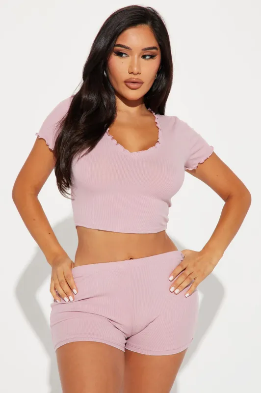 Naps And Chill PJ Short Set - Mauve sold by Fashion Nova