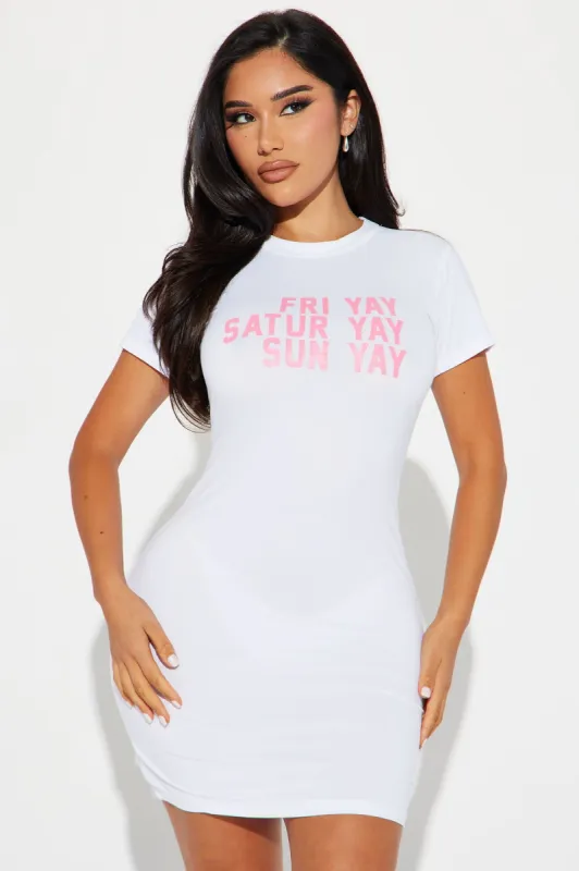 Weekend Ready PJ Sleep Shirt - White made by Fashion Nova