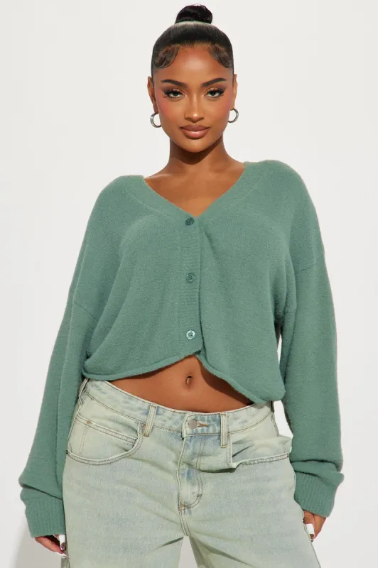 By The Fireplace Cardigan - Green sold by Fashion Nova