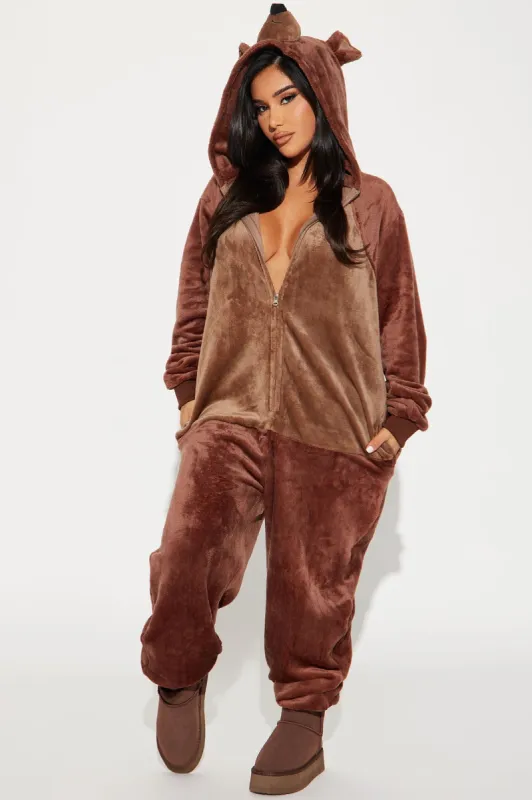 Teddy Bear Plush Costume Onesie - Brown sold by Fashion Nova