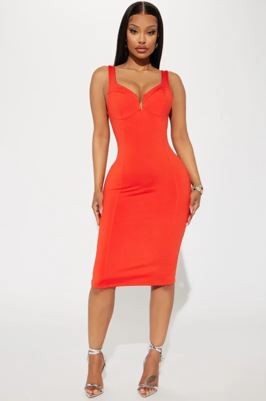 Jaime Brush Jersey Midi Dress - Orange made by Fashion Nova