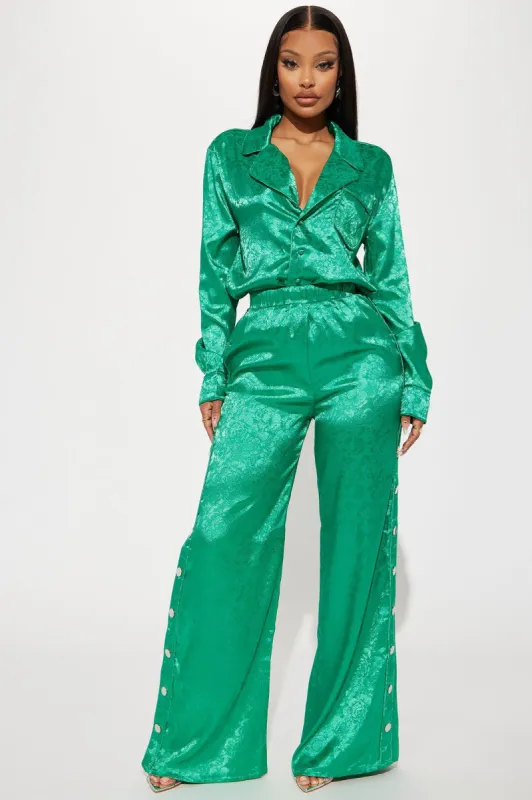 Sweet Bliss Satin Pant Set - Green sold by Fashion Nova
