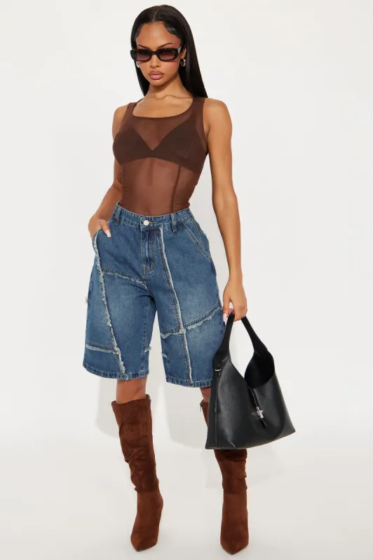 Worn Wild Frayed Denim Jorts - Dark Wash made by Fashion Nova