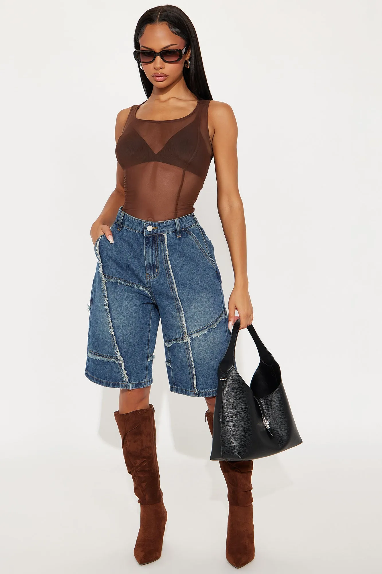 Worn Wild Frayed Denim Jorts - Dark Wash sold by Fashion Nova