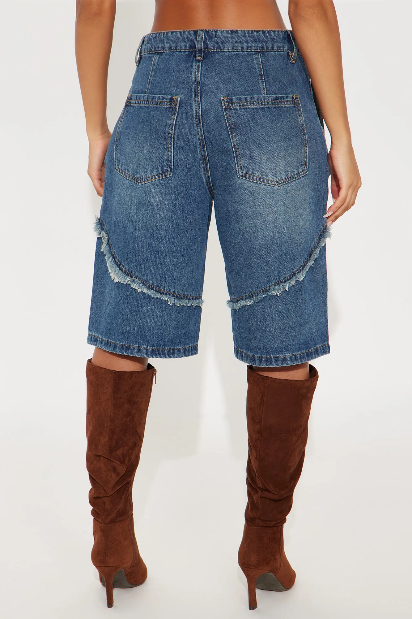 Worn Wild Frayed Denim Jorts - Dark Wash sold by Fashion Nova product image thumbnail 3