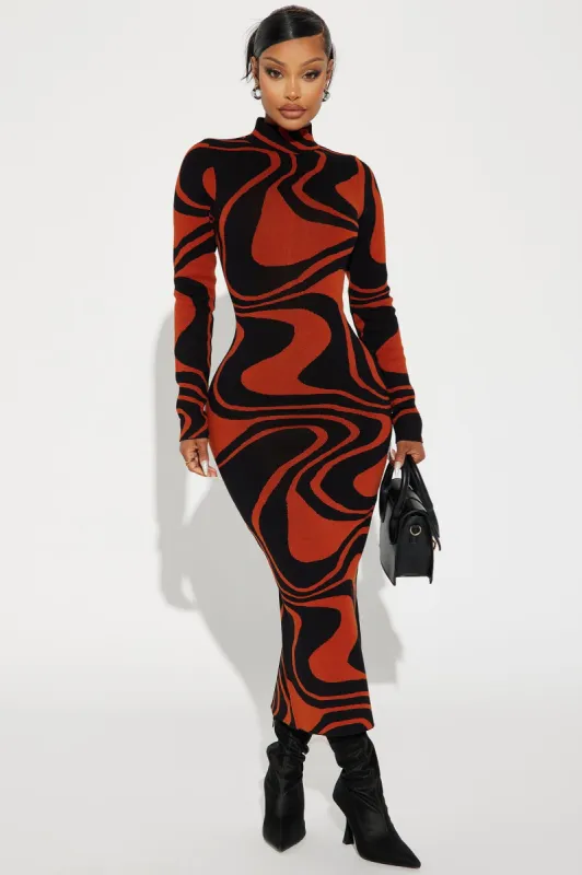 Azaria Sweater Midi Dress - Black/combo sold by Fashion Nova