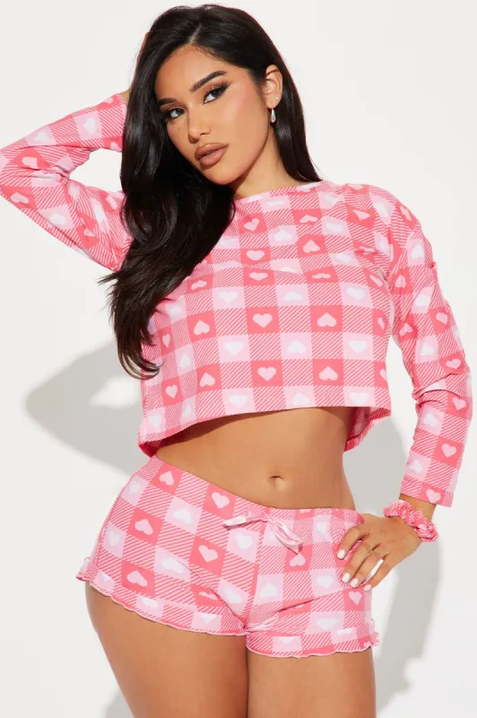 Today's Fit 3 Piece PJ Short Set - Pink/Pink sold by Fashion Nova