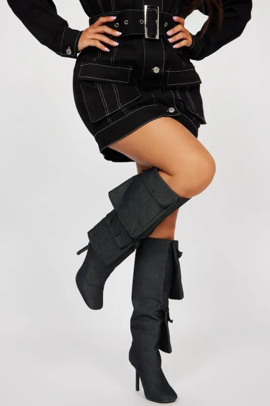 Get Used To It Knee High Boots - Black sold by Fashion Nova