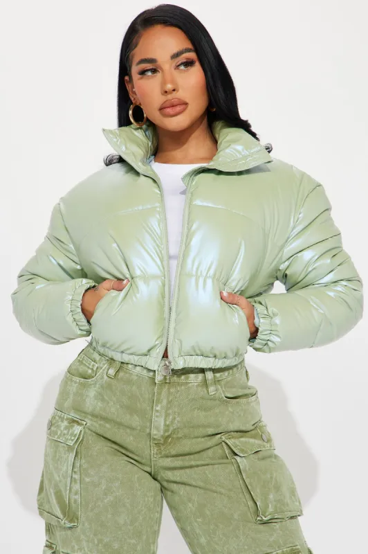 All Of The Lights Puffer Jacket - Sage sold by Fashion Nova