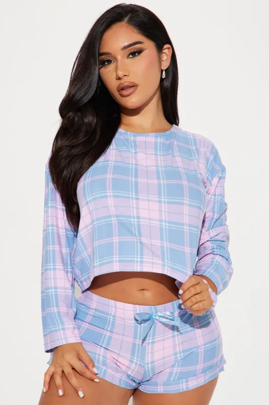 Today's Fit 3 Piece PJ Short Set - Blue/combo sold by Fashion Nova