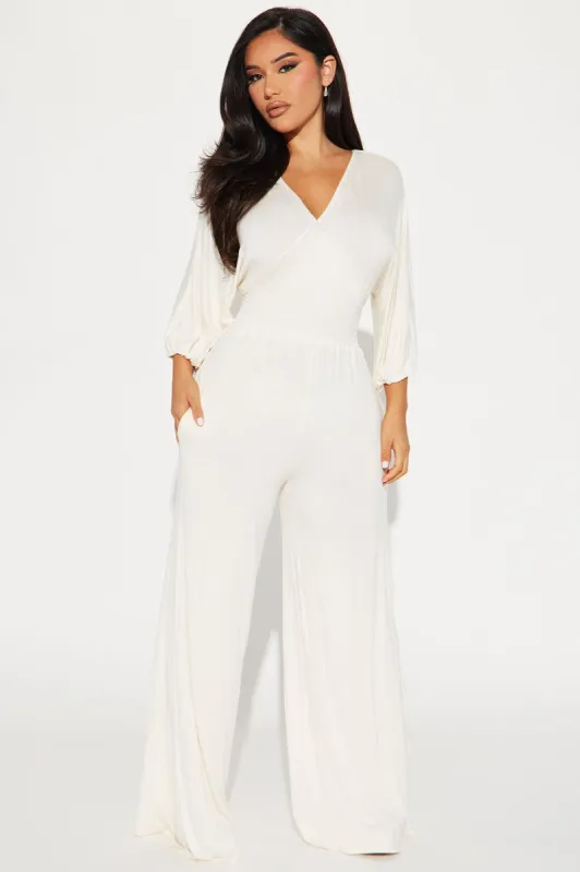 Love Me More Jumpsuit  - Cream sold by Fashion Nova