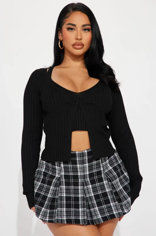 Misses Right Now Cardigan Sweater - Black sold by Fashion Nova