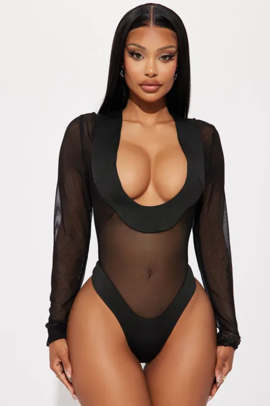 Megan Mesh Bodysuit - Black sold by Fashion Nova