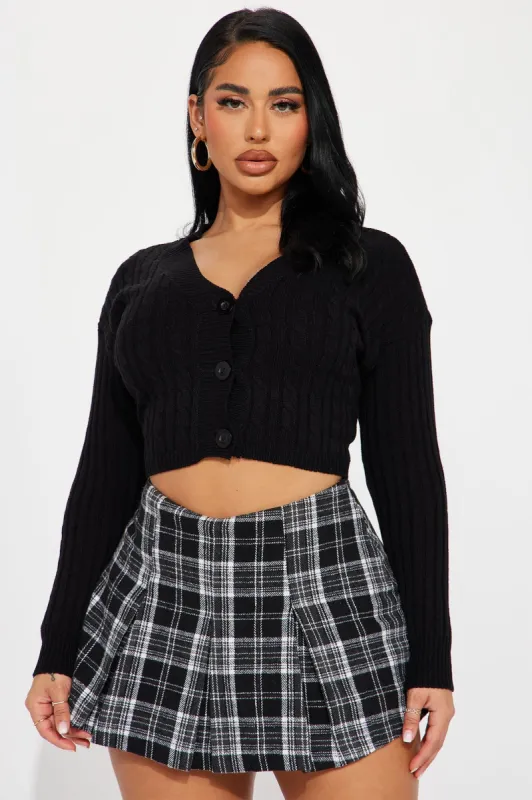 Frankie Cable Knit Cardigan Sweater - Black sold by Fashion Nova