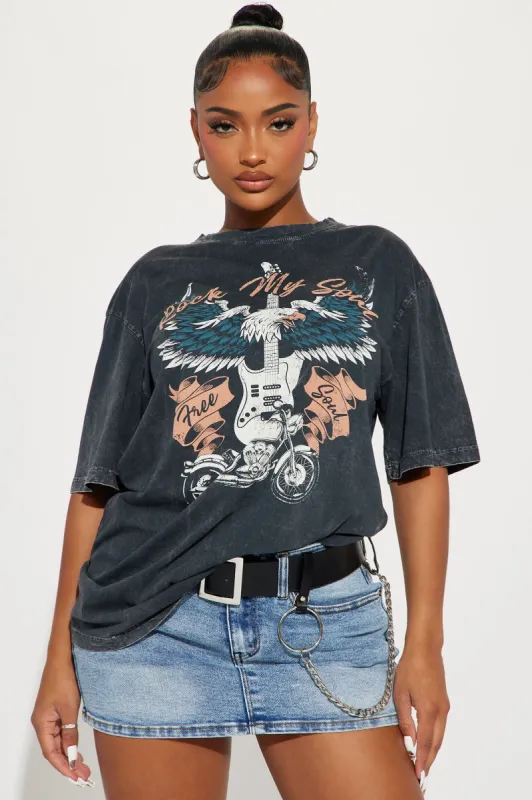 Rock My Soul Washed Tshirt - Charcoal/combo sold by Fashion Nova
