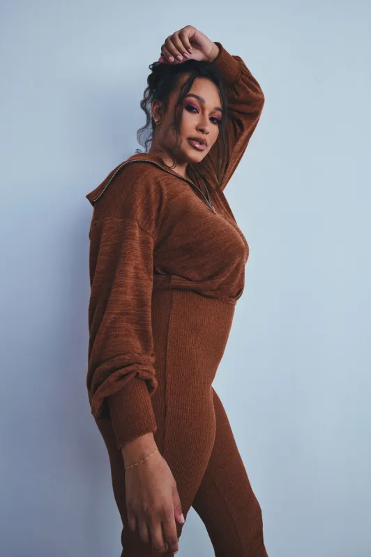 Step Up Your Game Sweater Jumpsuit - Camel sold by Fashion Nova