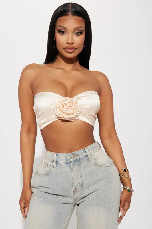 Send Me Roses Satin Top - Champagne sold by Fashion Nova