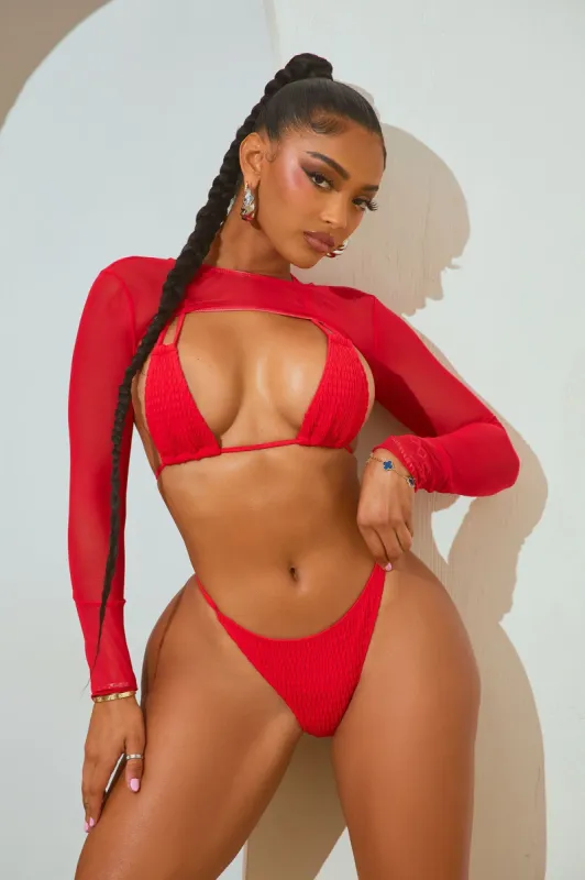 Rayna 3 Piece Bikini Set - Red sold by Fashion Nova