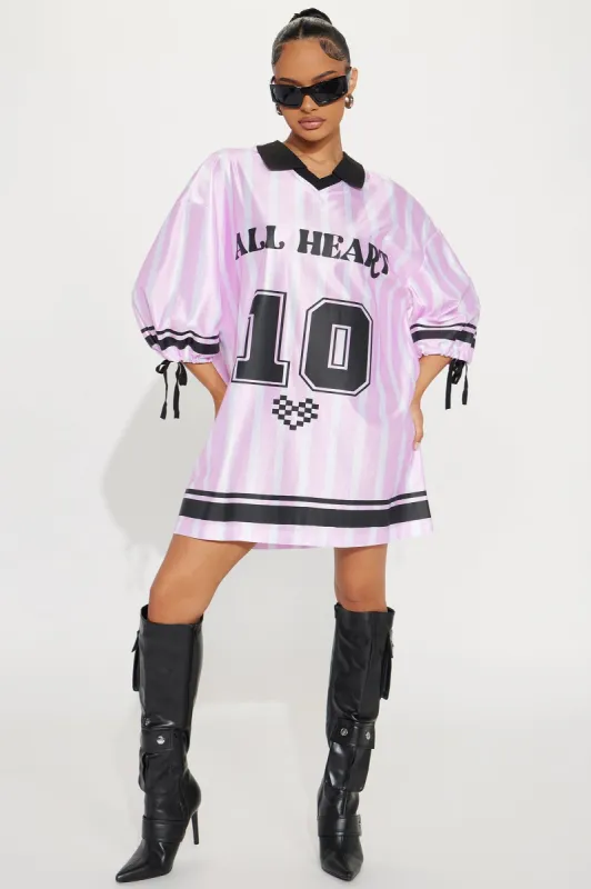 All Heart Jersey Mini Dress - Pink/combo sold by Fashion Nova