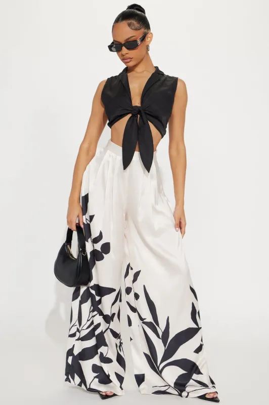 Taking It In Satin Pant - Ivory/combo sold by Fashion Nova