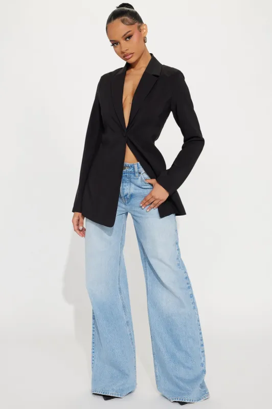 Can't Back Out Now Blazer - Black sold by Fashion Nova