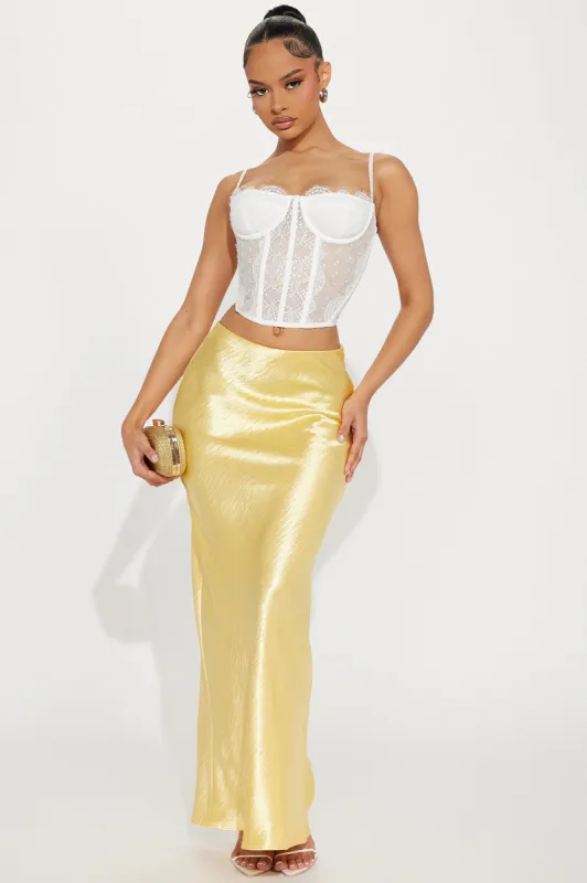 Sweet Love Satin Maxi Skirt - Yellow sold by Fashion Nova