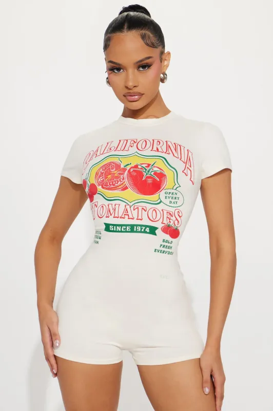 California Tomatoes Romper - Cream sold by Fashion Nova