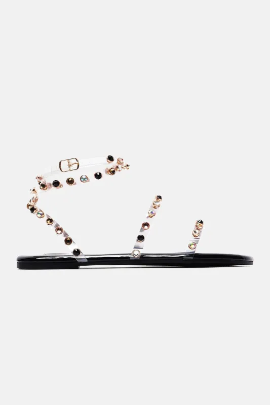 Jokes On You Embellished Sandals - Black sold by Fashion Nova