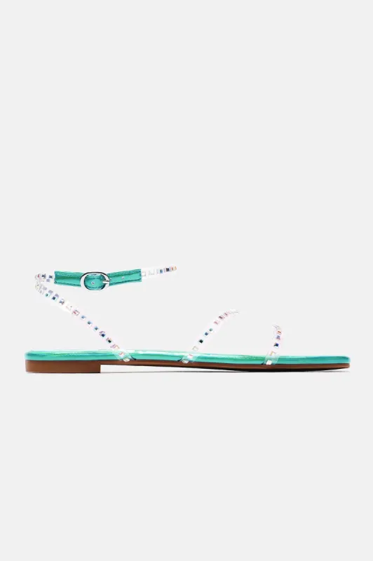 Let's HangEmbellishedSandals - Green sold by Fashion Nova