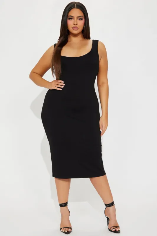 Double Scoop Midi Dress 11 - Black sold by Fashion Nova