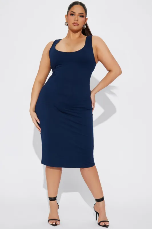 Double Scoop Midi Dress 11 - Navy sold by Fashion Nova