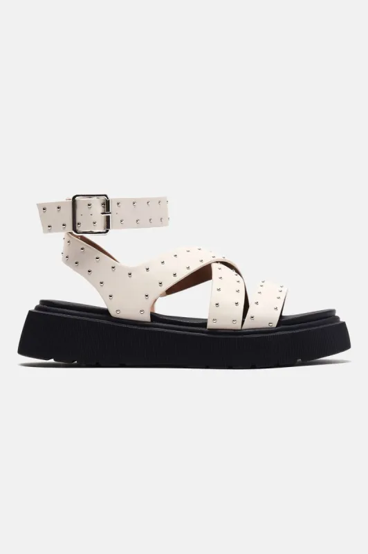 Ranae Studded Platform Sandals - Off White sold by Fashion Nova