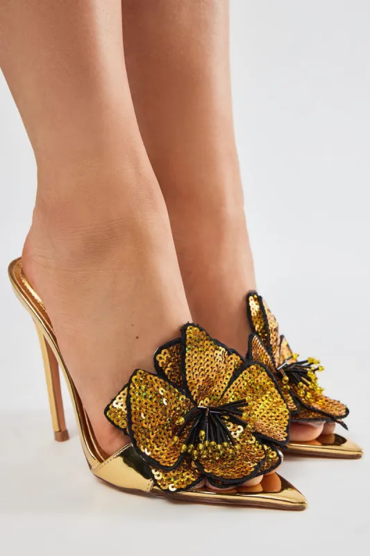 Crowd Pleaser Sequin Mules - Gold sold by Fashion Nova