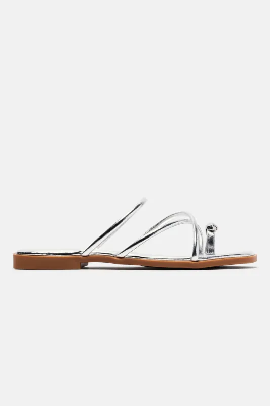 Libbie Flat Sandals - Silver sold by Fashion Nova