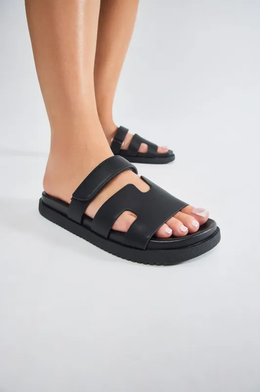 Can't Be Me Casual Slides - Black sold by Fashion Nova