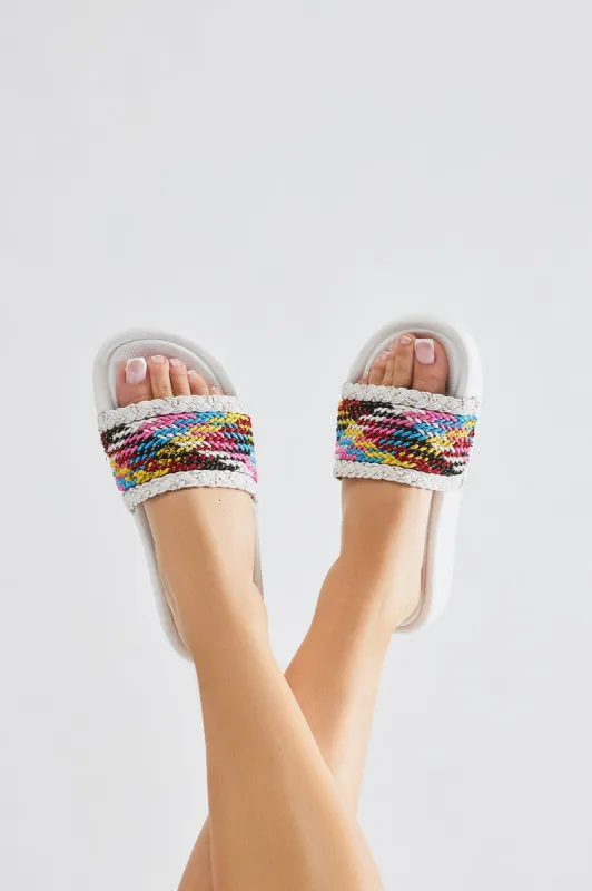 Deena Braided Casual Slides - White sold by Fashion Nova