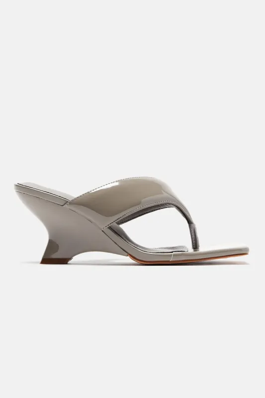 Let's Get Out Of Here Wedges - Grey sold by Fashion Nova