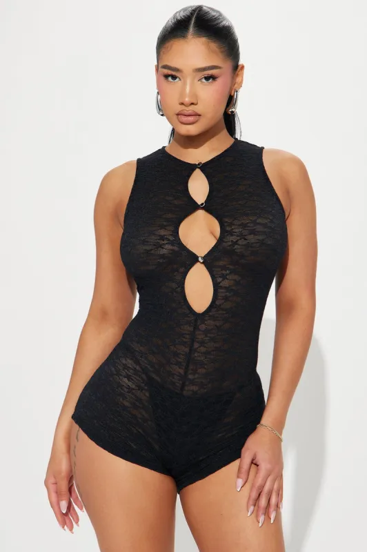 Special Day Lace Romper - Black sold by Fashion Nova