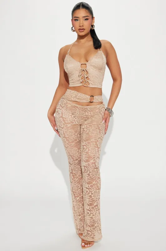 Can't Get Me Lace Pant Set - Taupe sold by Fashion Nova