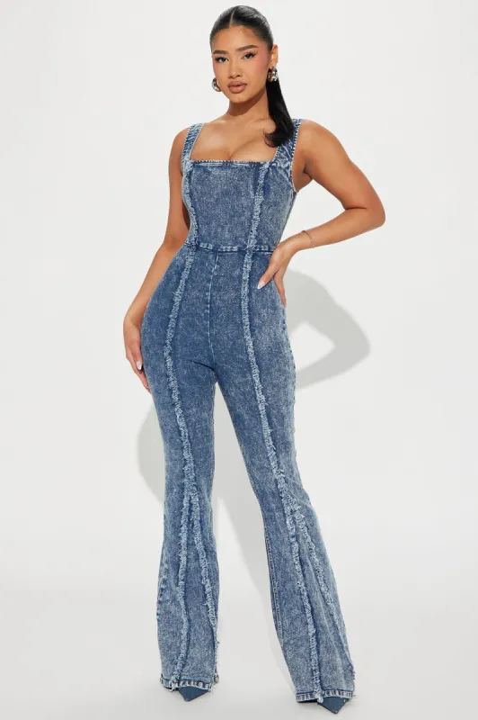 Call You Out Denim Jumpsuit - Medium Wash sold by Fashion Nova