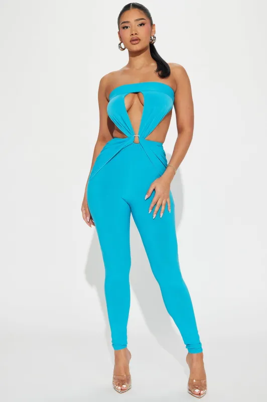 My Good Side Jumpsuit - Teal sold by Fashion Nova