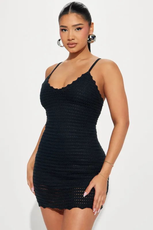 Hannah Crochet Mini Dress - Black sold by Fashion Nova