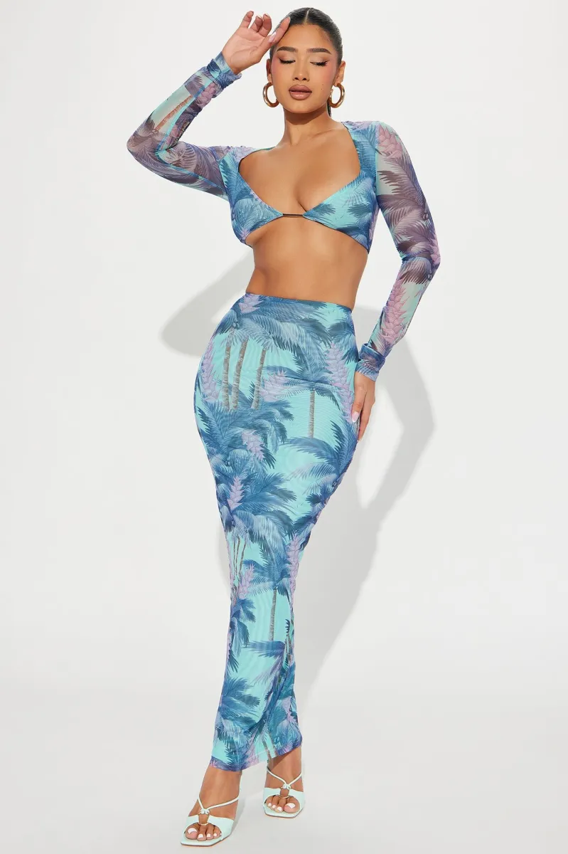 Under The Sea Mesh Skirt Set - Blue/combo sold by Fashion Nova