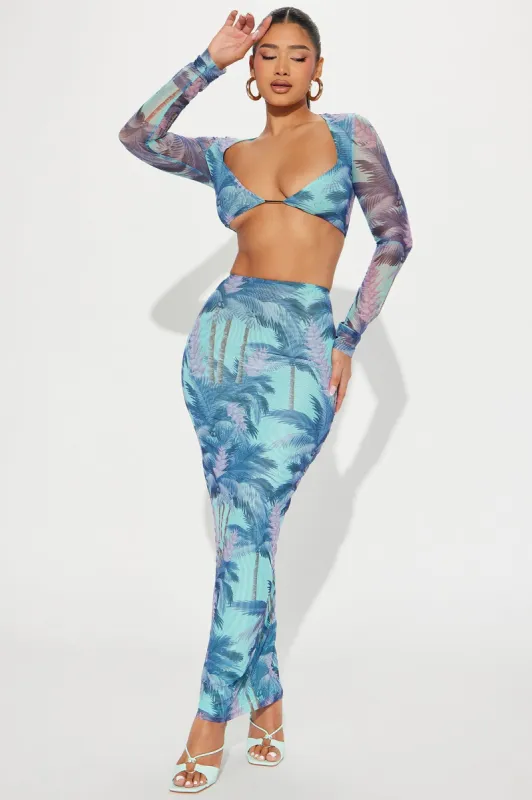 Under The Sea Mesh Skirt Set - Blue/combo sold by Fashion Nova