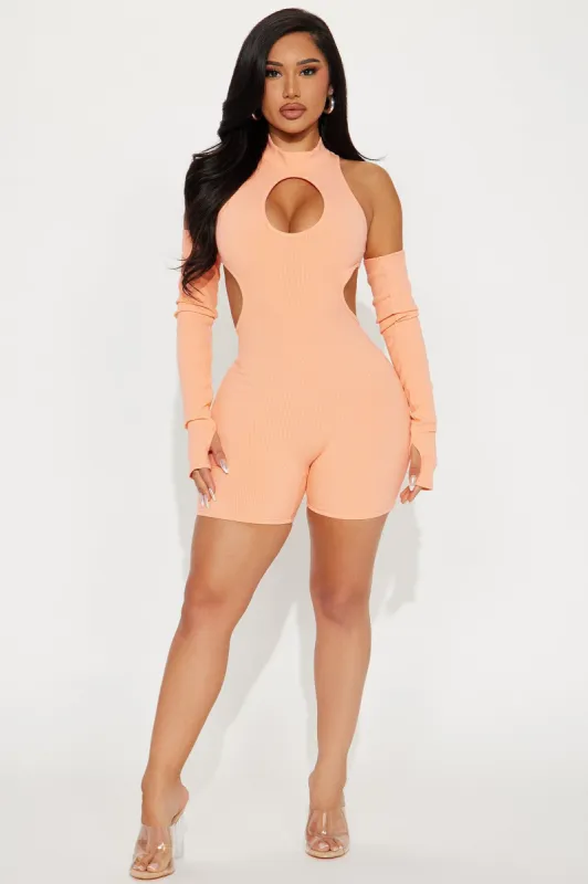 Nia Snatched Romper - Coral sold by Fashion Nova