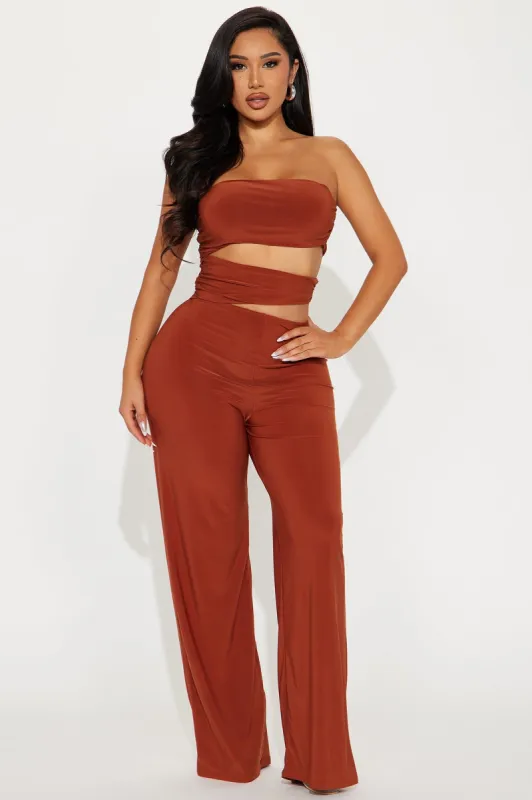 For The Moment Jumpsuit - Rust sold by Fashion Nova